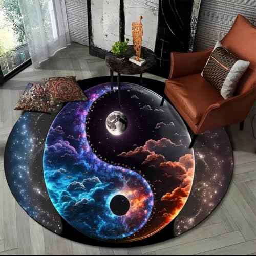 Xisnuient 3D Visual Tai Chi Teppiche, Coole Bunte Yin-Yang Taiji Fußmatte, Dekorative Carpet Für Kinderspielzimmer Von Jugendlichen Geeignet Für Küche, Wohnzimmer, Schlafzimmer (Colour 5,160 cm) von Xisnuient