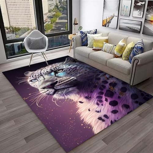 Xisnuient Bereich Teppich, Moderner Wild Jungle Leopard Cool Teppich, Wohnzimmer Weiche rutschfeste Waschbare Dekorative Fußmatte Für Jugendliche Jungen Schlafzimmer Kühlteppich (Farbe 3,80x160cm) von Xisnuient