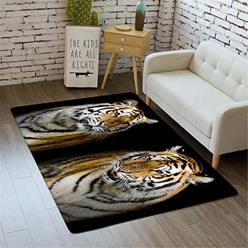 Xisnuient Bereich Teppich 3D Tigerdruck Wohnzimmer Schlafzimmer Bettvorleger Kind Krabbelmatte KüChe Balkon Treppe Bad Drinnen Draussen FußAbtreter Flanell rutschfest Waschbar (Farbe 4,80x120 cm) von Xisnuient