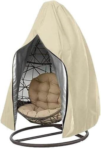 Xisnuient Bezug Für Hängesessel Outdoor, Swing Egg Chair Cover Mit Reißverschluss,Wasserdicht Anti-Staub 210D Oxford Hängesessel Abdeckung,für Hängesessel Mit Gestell,Möbel Zubehör (230x200cm,Beige) von Xisnuient
