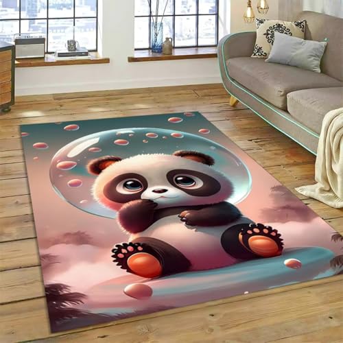 Xisnuient Cartoon Visual Dekorative Teppiche, 3D Visual Jungle Panda Bamboo Bereich Teppich, Kinder Wohnzimmer Spiel rutschfeste Fußmatte, Jugendliche Schlafzimmer Atmosphäre (Farbe 1,160x230cm) von Xisnuient