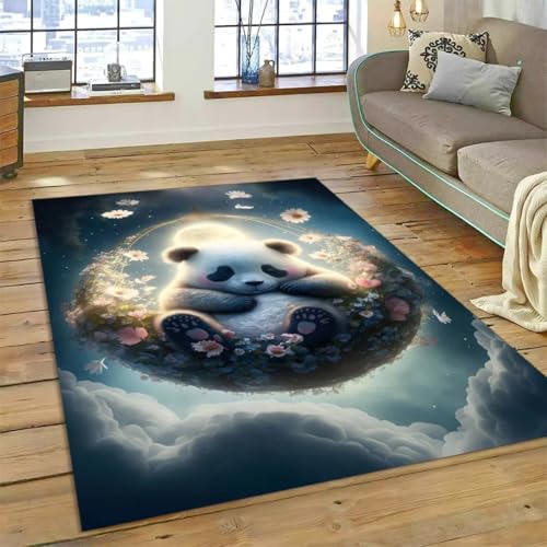 Xisnuient Cartoon Visual Dekorative Teppiche, 3D Visual Jungle Panda Bamboo Bereich Teppich, Kinder Wohnzimmer Spiel rutschfeste Fußmatte, Jugendliche Schlafzimmer Atmosphäre (Farbe 5,160x200cm) von Xisnuient