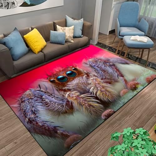 Xisnuient Coole Spider Vision Teppiche, Moderner 3D-Spinnenporträt-Teppich, rutschfeste Fußmatte Für Schlafzimmer Eines Jugendlichen, Wohnzimmer, Kinderzimmer Und Spielzimmer (Farbe 6,120x180cm) von Xisnuient