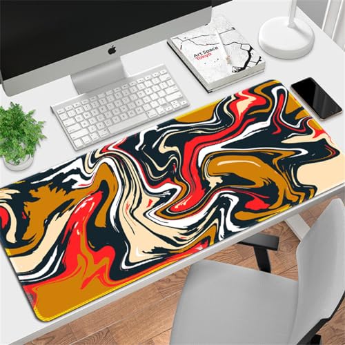 Xisnuient Einfache Stromlinien Gaming-Maus-Pad GroßE GenäHte Rand Tastatur Personalisierte Maus-Pad Waschbar rutschfest Wasserdicht Gummi Boden Desktop-Matte (300 * 700 * 2mm,Muster 3) von Xisnuient