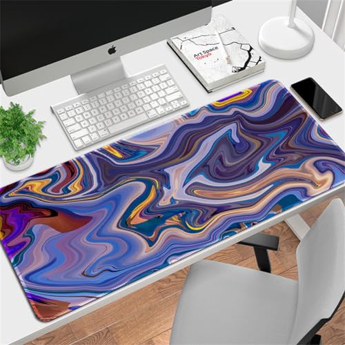 Xisnuient Einfache Stromlinien Gaming-Maus-Pad GroßE GenäHte Rand Tastatur Personalisierte Maus-Pad Waschbar rutschfest Wasserdicht Gummi Boden Desktop-Matte (400 * 800 * 3mm,Muster 5) von Xisnuient