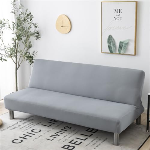 Xisnuient Elastische 1/2/3/4-Sitzer-Sofa-Bett-Abdeckung Solide Farbe Armless Sofa-Bett-Abdeckung, Anti-Rutsch-Futon Abdeckung Folding Sofa Abdeckung Ohne Sofa Armlehne (Gris Claro,S(120-155CM)) von Xisnuient