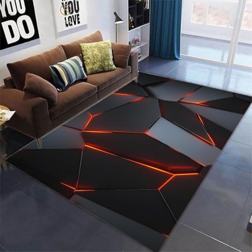 Xisnuient Gamer Teppich für Jugendzimmer Jungen - Neon Gaming Design Teppich mit Rutschfester Unterseite, Flanell Kinder Teppich Jungs für Gaming Zimmer & Teenagerzimmer (Rot,100x150cm) von Xisnuient