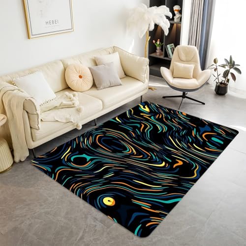 Xisnuient Gaming Teppich Jungen Teenager Schlafzimmer 3D Geometrische Neon Visuals Coole Optische Täuschung Teppiche Marmor Wohnzimmer Badezimmer Flur Läufer Bodenmatte (Color 4,160x200 cm) von Xisnuient
