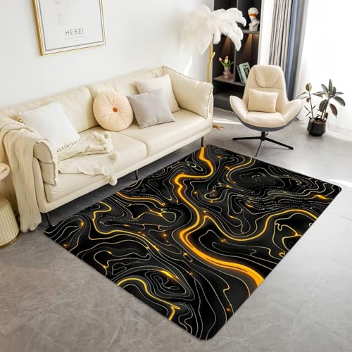 Xisnuient Gaming Teppich Jungen Teenager Schlafzimmer 3D Geometrische Neon Visuals Coole Optische Täuschung Teppiche Marmor Wohnzimmer Badezimmer Flur Läufer Bodenmatte (Color 5,50x80 cm) von Xisnuient