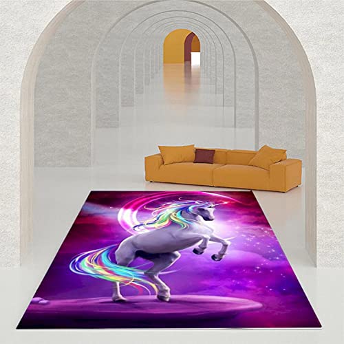 Xisnuient Großer Teppich 3D Regenbogen Sterne Einhorn Druck Mädchen Schlafzimmer Boden Dekoration Teppich Kinderzimmer Cartoon Spiel Crawl Pad Flanell Memory Foam Wohnzimmer Teppich (Lila,120x160 cm) Xisnuient Großer Teppich 3D Regenbogen Sterne Einhorn Druck Mädchen Schlafzimmer Boden Dekoration Teppich Kinderzimmer Cartoon Spiel Crawl Pad Flanell Memory Foam Wohnzimmer Teppich (Lila,120x160 cm) von Xisnuient