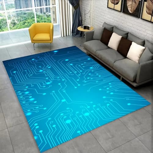 Xisnuient Großer Teppich Blau Schwarzes 3D-Chip-Leiterplatten Muster, Flanell Rug für Wohnzimmer Schlafzimmer Nachttisch Küche Badezimmer Flur Sofa Fußmatte Spielzimmer Spielmatte (Farbe 2,60x90 cm) Xisnuient Großer Teppich Blau Schwarzes 3D-Chip-Leiterplatten Muster, Flanell Rug für Wohnzimmer Schlafzimmer Nachttisch Küche Badezimmer Flur Sofa Fußmatte Spielzimmer Spielmatte (Farbe 2,60x90 cm) von Xisnuient