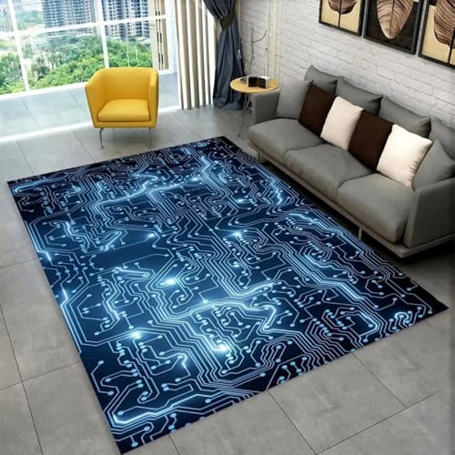 Xisnuient Großer Teppich Blau Schwarzes 3D-Chip-Leiterplatten Muster, Flanell Rug für Wohnzimmer Schlafzimmer Nachttisch Küche Badezimmer Flur Sofa Fußmatte Spielzimmer Spielmatte (Farbe 5,80x160 cm) Xisnuient Großer Teppich Blau Schwarzes 3D-Chip-Leiterplatten Muster, Flanell Rug für Wohnzimmer Schlafzimmer Nachttisch Küche Badezimmer Flur Sofa Fußmatte Spielzimmer Spielmatte (Farbe 5,80x160 cm) von Xisnuient