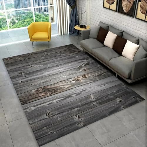 Xisnuient Großer Teppich Holzmaserung Retro Muster Wohnzimmer Moderner Teppich Schlafzimmer Nachttisch Sofa Couchtisch rutschfeste Bodenmatte Badezimmer Flur Küche Fußmatte (Stil 1,100x150 cm) von Xisnuient