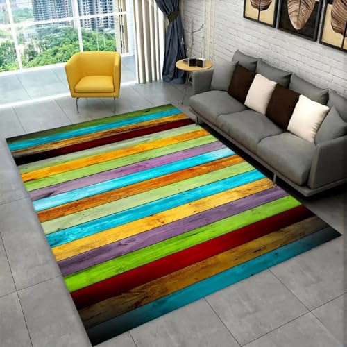 Xisnuient Großer Teppich Holzmaserung Retro Muster Wohnzimmer Moderner Teppich Schlafzimmer Nachttisch Sofa Couchtisch rutschfeste Bodenmatte Badezimmer Flur Küche Fußmatte (Stil 2,45x120 cm) von Xisnuient