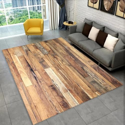 Xisnuient Großer Teppich Holzmaserung Retro Muster Wohnzimmer Moderner Teppich Schlafzimmer Nachttisch Sofa Couchtisch rutschfeste Bodenmatte Badezimmer Flur Küche Fußmatte (Stil 3,100x120 cm) von Xisnuient