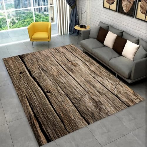 Xisnuient Großer Teppich Holzmaserung Retro Muster Wohnzimmer Moderner Teppich Schlafzimmer Nachttisch Sofa Couchtisch rutschfeste Bodenmatte Badezimmer Flur Küche Fußmatte (Stil 5,100x120 cm) von Xisnuient