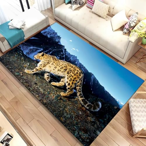 Xisnuient Moderner Flanellteppich Tiermuster Schwarz Grau Tiger Leopard 3D Großer Teppich Für Wohnzimmer Schlafzimmer Spielzimmer Arbeitszimmer Badezimmer rutschfeste Badematte (Color 3,100x120 cm) von Xisnuient