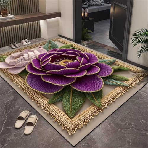 Xisnuient Rose Floral Decor Teppich, Jugendliche Kinder Schlafzimmer Wohnzimmer Bereich Teppiche, Moderne Botanische Worte Floral Rose Weichbodenmatte Für Küchen Flure Läufer (Colour 2,140x200cm) von Xisnuient