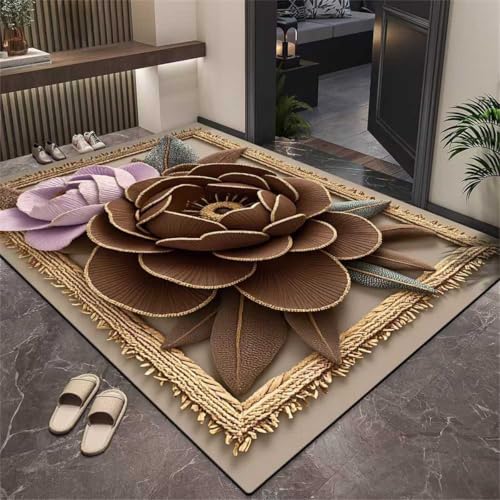 Xisnuient Rose Floral Decor Teppich, Jugendliche Kinder Schlafzimmer Wohnzimmer Bereich Teppiche, Moderne Botanische Worte Floral Rose Weichbodenmatte Für Küchen Flure Läufer (Colour 4,120x160cm) von Xisnuient
