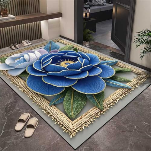 Xisnuient Rose Floral Decor Teppich, Jugendliche Kinder Schlafzimmer Wohnzimmer Bereich Teppiche, Moderne Botanische Worte Floral Rose Weichbodenmatte Für Küchen Flure Läufer (Colour 6,120x180cm) von Xisnuient