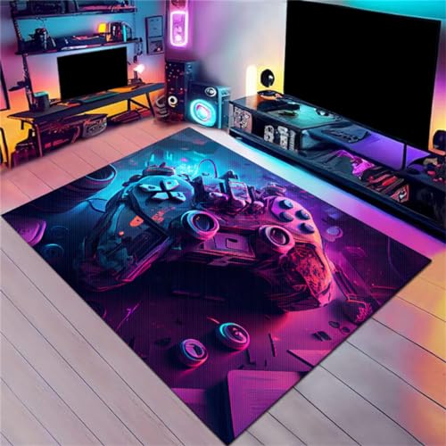 Xisnuient Spielteppich Für Jungen Schlafzimmer Graffiti Gamer Controller Neon Teppich Teppiche Für Wohnzimmer Spiel Gamepad Bodenmatte Teen Childrens Waschbar (Colour 6,120x160cm) von Xisnuient