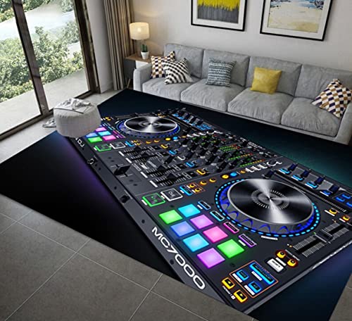 Xisnuient Teppich mit DJ Musik Bildschirm Muster für Wohnzimmer Schlafzimmer,Sofa Esszimmer Küche Badezimmer Flur Läufer rutschfeste Bodenmatte Musik Heimbar CD Carpet (Farbe 3,80x120 cm) von Xisnuient