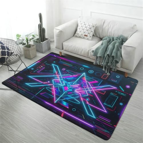 Xisnuient Teppiche Für Den Wohnbereich, Coole Teppich Cyber-Stil Für Gamer, Moderne Neonfarbene Punk-Fußmatten Für Jugendliche, Weiche Teppiche Für Mädchenzimmer E-Sport-Räume (Farbe 2,80x160cm) von Xisnuient