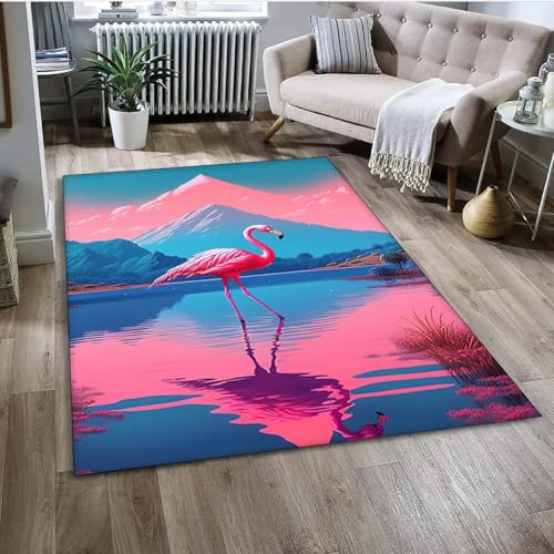 Xisnuient Wohnzimmer-Bereich Teppich, 3D-Flamingo-Spielteppich, Dschungel-Flamingo-Küchen-Fußmatte, Cooler Pferderennteppich Carpet Für Jugendliche Und Kinderzimmer, Schlafzimmer (Farbe 4,160x230cm) von Xisnuient