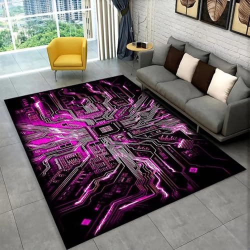Xisnuient Wohnzimmer Teppich,3D Chip Leiterplatte Nachttisch für Jungen Mädchen,Flanell Memory Schaum Rutschfester Teppich Spielunterlage für Kinder,Küche Esszimmer Flur Wohnkultur (Lila,50x80 cm) Xisnuient Wohnzimmer Teppich,3D Chip Leiterplatte Nachttisch für Jungen Mädchen,Flanell Memory Schaum Rutschfester Teppich Spielunterlage für Kinder,Küche Esszimmer Flur Wohnkultur (Lila,50x80 cm) von Xisnuient