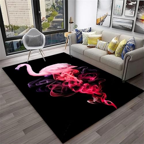 Xisnuient Wohnzimmerbereich Tierteppiche, Moderner Dschungel-Flamingo-Regenwald-Dekorteppich, Coole Vogel-Fußmatte Für Teenager- Und Kinderzimmer Für Jungen Und Mädchen (Farbe 4,50x80cm) von Xisnuient