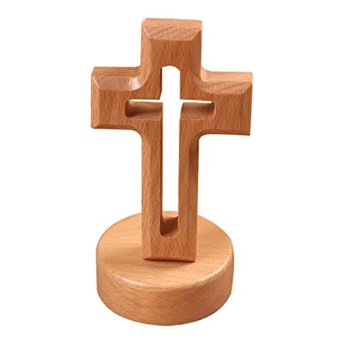 Xistuoz 12cm Kreuz Figur Standkreuz Tischkreuz Holzkreuz Desktop Ornament Schlafzimmer Wohnzimmer Heilige Dekoration von Xistuoz