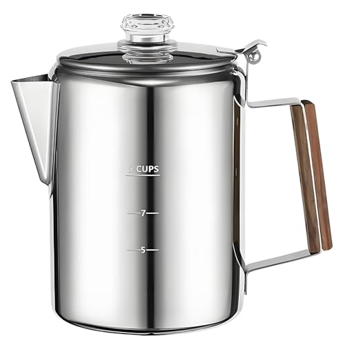 Xistuoz Kaffeekanne, Edelstahl-Kaffee-, tragbare Maschine mit kompaktem Vintage-Design für Camping, Familie und Freunde von Xistuoz