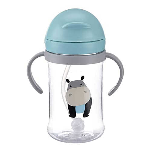 Xistuoz Strohhalmbecher, 400ml Babyflasche mit Strohhalm ab 6 Monate, Auslaufsichere Baby Trinkflasche mit Anti-Rutsch Griffen von Xistuoz