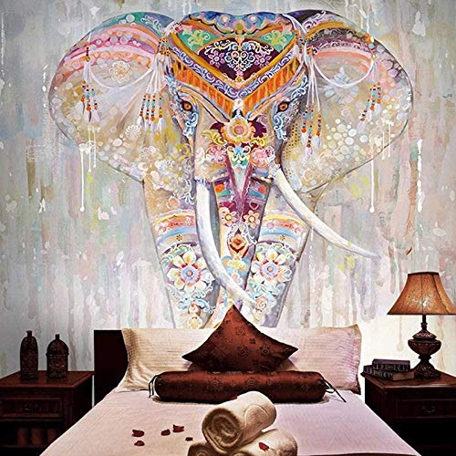 XiuTaiLtd Fototapete 3D Effekt Böhmischer Mandala-Elefant 200X140Cm Seide Tapete Wandtapete Wohnzimmer Schlafzimmer Moderne Wandbilder Natur Panorama Wasser Wand Dekoration-350x256 CM von XiuTaiLtd