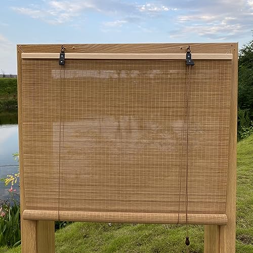 XiuXiu Bambusrollo Bambus Rollos Raffrollos Rollo aus Bambus aussenbereich sichtschutz Sonnenschutz Jalousie für Fenster und Türen,Hellbraun,B81 x H211 cm von XiuXiu