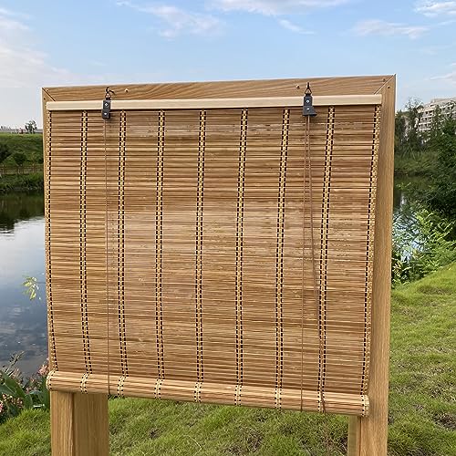 XiuXiu Bambusrollo Bambus Rollos Raffrollos Rollo aus Bambus aussenbereich sichtschutz Sonnenschutz Jalousie für Fenster und Türen,Braun,B71 x H188 cm von XiuXiu