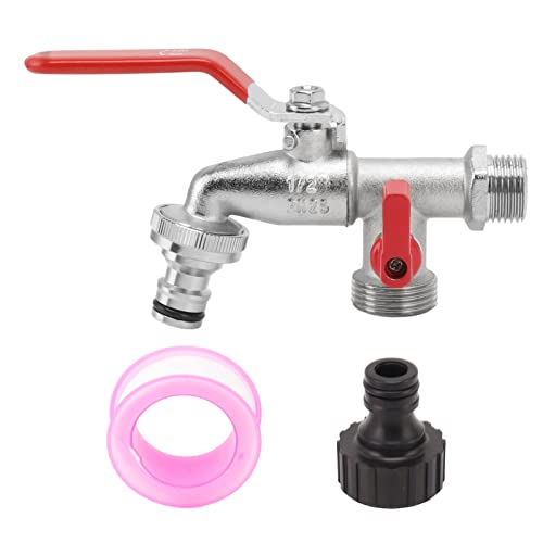 Xiuganpo 1 In 2 Out Gervenblumen Wasserhahn, Hitzebeständiges Vorschrende mit Kupfergarten Wasserhahn, Tropfsichere Gartenhahn für Badezimmer Küche Waschmaschine Outdoor Garten von Xiuganpo