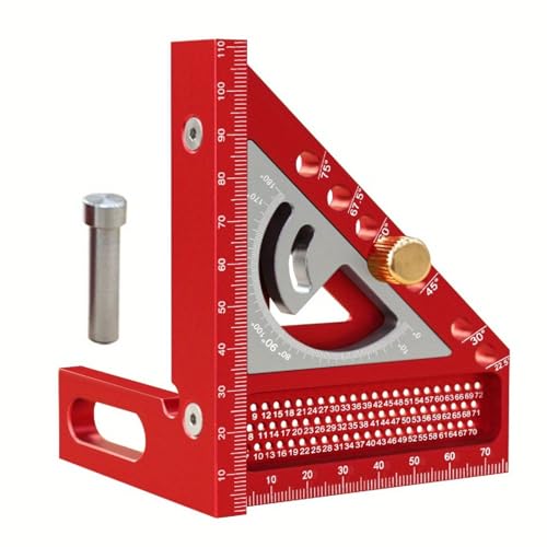 Xiuganpo 3D -Multi -Winkel -Messanlyer, Aluminium -Legierungs -Anodized Line Line Lineal, Metrischer Prospraktor für Holzbearbeitung, Holz, Rohre und 3D -Werkstücke, Schreiner (Rot und Grau) von Xiuganpo
