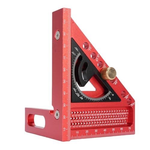 Xiuganpo 3D -Multi -Winkel -Messanlyer, Aluminium -Legierungs -Anodized Line Line Lineal, Metrischer Prospraktor für Holzbearbeitung, Holz, Rohre und 3D -Werkstücke, Schreiner (rot und Schwarz) von Xiuganpo