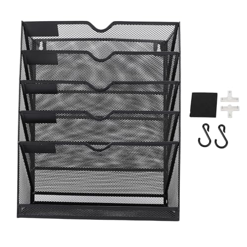 Xiuganpo 6 Layer Wall Datei Halter Platz Speichersparorganisation Rack mit 5 Taschen, Vertikaler Aufhangordnerspeicher für Home -Klassenzimmer -Organisation des Büros von Xiuganpo