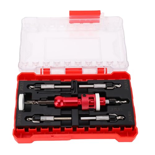 Xiuganpo Countersink -Bohrbohrbit mit Tiefenstopp, Verstellbare Sich Verjüngende HSS -Holzstecker Cutters Holzbit mit Schachtel für Holz, Plastik, Holzbearbeitung von Xiuganpo