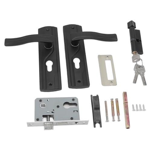 Xiuganpo Home Keyed Entry Lock Set, Türgriff Schloss Tasten Set Black Mangan Stahl Verdickter Griff für Badezimmer von Xiuganpo