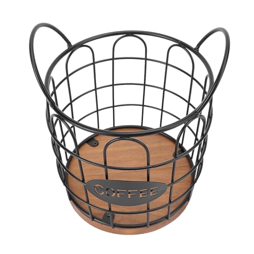 Xiuganpo Kaffeekapsel Lagerkorb, Massive Holzbasis Robuste Multifunktionale Charmante Moderne ästhetische Kaffeeschotenhalter Metalldraht Konstruktion Stall für Zuhause (BLACK) von Xiuganpo