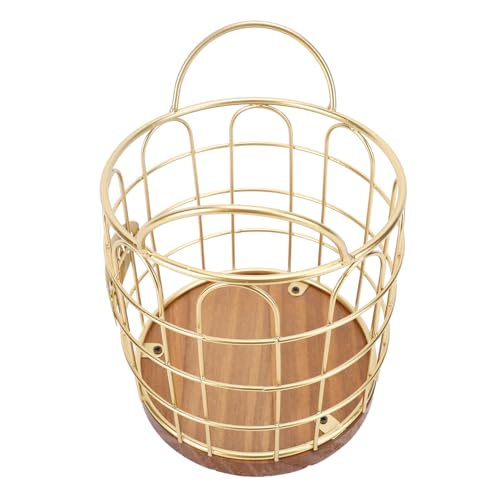 Xiuganpo Kaffeekapsel Lagerkorb, Massive Holzbasis Robuste Multifunktionale Charmante Moderne ästhetische Kaffeeschotenhalter Metalldraht Konstruktion Stall für Zuhause (GOLD) von Xiuganpo