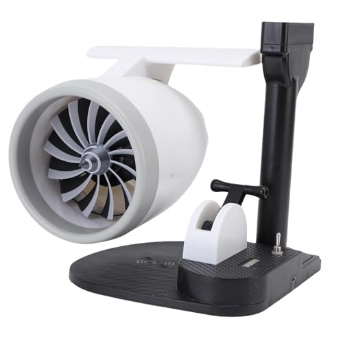 Xiuganpo Kreativer Turbo -Desktop -Turbo -Lüfter mit Luftbefeuchter, 3 in 1 Verstellbare Geschwindigkeit 4000 U/Min Jet Engine -Lüfter mit Hellem Schwanzlicht, 15W Drahtloser (Rotlicht) von Xiuganpo