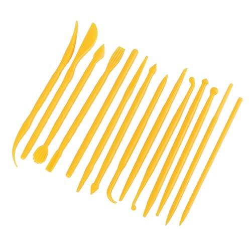 Xiuganpo Kunststoff -Tonskulptur -Set, Optionales Farbkeramikwerkzeug, Tonskulpturenwerkzeuge Sind Bequem 14 Stücke von 14 Teilen für Tonfondantkuchen (YELLOW) von Xiuganpo