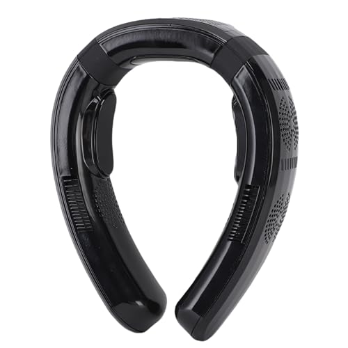 Xiuganpo Nackenventilator, 3 Geschwindigkeiten Tragbarer Nackenventilator Kühlung und Doppelte Heizheizung für den Strand (glänzend schwarz) von Xiuganpo