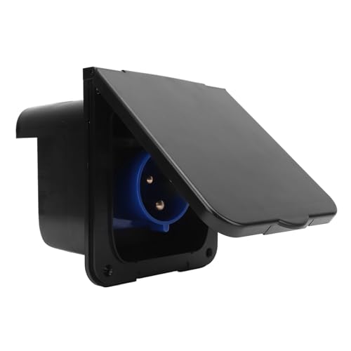 Xiuganpo RV -Leistungsbehälter, Eingebettete Montage Breite Anwendung IP44 Wasserfestes RV -Leistungseinlass 3 Pin 32A für Wohnmobilanhänger (BLACK) von Xiuganpo