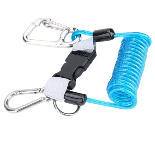 Xiuganpo Sicherheitsspule, Nylon -Gurtband Einfaches Schnellverschluss Schnallen Diving Lanyard Edelstahl Clips für Kamera (Blue) von Xiuganpo