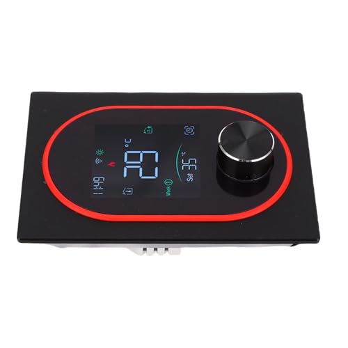 Xiuganpo Smart Knob Thermostat, Wasserheizung Smart Knob Thermostat Programmierbares Wetteranzeige in Bedebed 2,4 GHz Verstellbare Temperatur für Raum (BLACK) von Xiuganpo